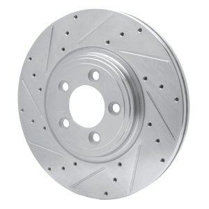 Jaguar XF Brake Rotor (1) - Front Left - R1 Concepts - Drilled & Slotted - Silver - `06-`10